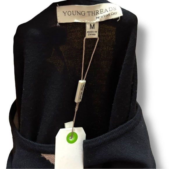 NWT Young Threads New York City Taupe Black Geometric Mini Sweater Dress Medium - Picture 8 of 10